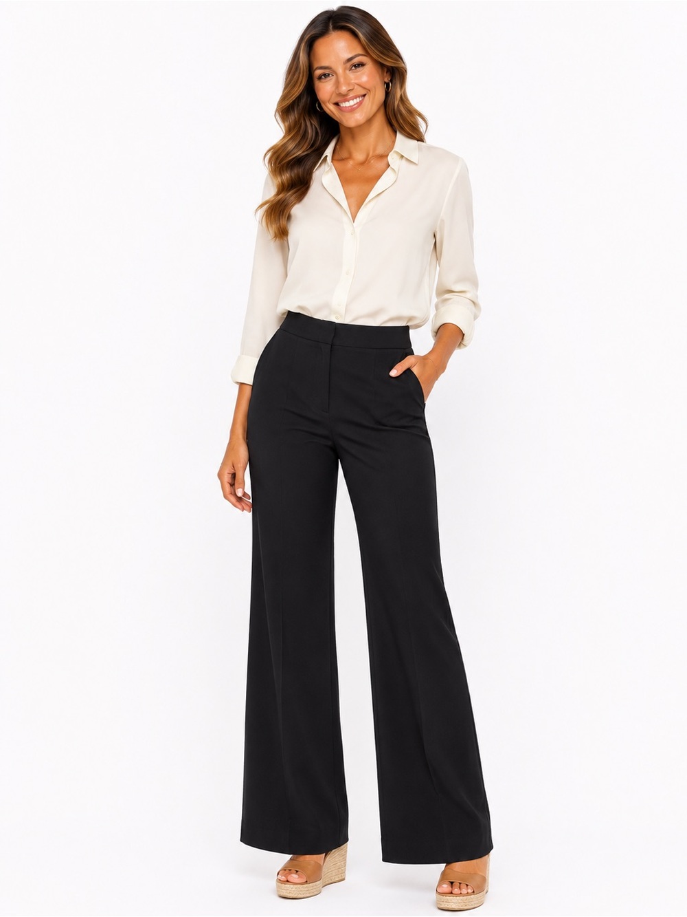 Grace Wide-Leg Trousers in Black